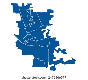 Outline blue map of Stockton city