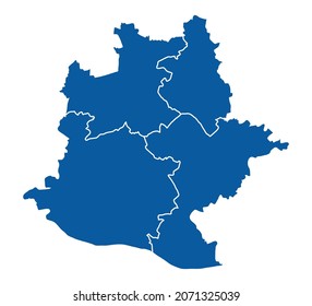 Outline blue map of Stuttgart city