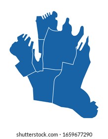 Outline blue map of Sydney