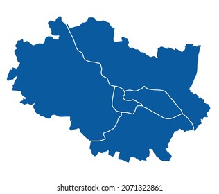 Outline Blue Map Of Wroclaw City