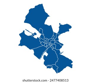 Outline blue map of Zaragoza