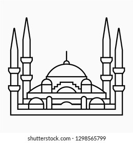 Outline Blue mosque vector icon