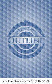 Outline blue polygonal badge. Vector Illustration. Detailed.
