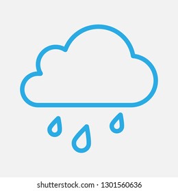 Outline blue rain cloud icon in trendy line style.