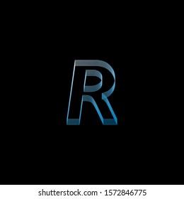Outline Blue Techno Initial Letter R  logo icon.  Creative design concept line shape with letter R  logo icon for initial, business identity.