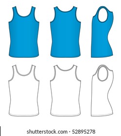 Outline blue vest vector illustration isolated on white