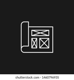 Outline blueprint vector icon. Blueprint illustration for web, mobile apps, design. Blueprint vector symbol.