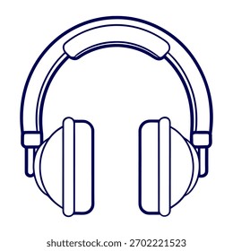 Outline of Bluetooth headphone on white background.