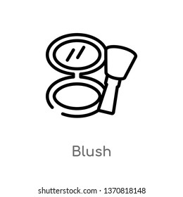 outline blush vector icon. isolated black simple line element illustration from beauty concept. editable vector stroke blush icon on white background