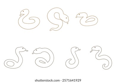 Outline Boa Snake Illustration Design Set