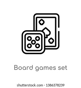 outline board games set vector icon. isolated black simple line element illustration from entertainment concept. editable vector stroke board games set icon on white background