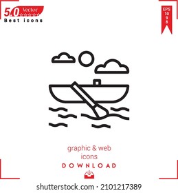 Icono de bote de contorno. vector de icono de barco aislado en fondo blanco. Diseño gráfico, diseño de material, iconos de Best sellers 2022, aplicación móvil, diseño de UI UX, vector de formato EPS 10
