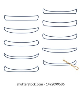 Outline boat types set - vector illustration