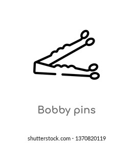 outline bobby pins vector icon. isolated black simple line element illustration from beauty concept. editable vector stroke bobby pins icon on white background