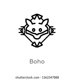 outline boho vector icon. isolated black simple line element illustration from animals concept. editable vector stroke boho icon on white background
