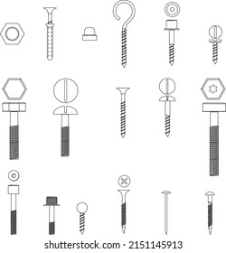 Conjunto de conjunto de elementos de tornillos y tornillos de contorno