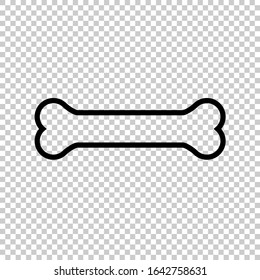 outline bone icon flat vector on transparent background