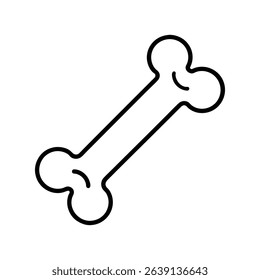 Outline Bone Icon Isolated on White Background – Minimalist Vector Symbol for Pet, Anatomy, or Medical Design