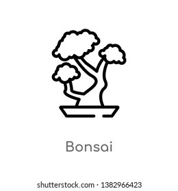 outline bonsai vector icon. isolated black simple line element illustration from ecology concept. editable vector stroke bonsai icon on white background