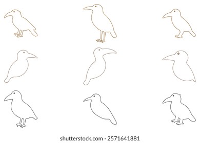 Outline Booby Bird Illustration Design Set