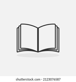 Outline book icon isolated flat design vector illustration on white background.