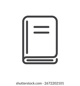 Forma de ícone de livro de contorno estilo plano isolado design vetor ilustração em fundo branco
