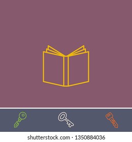 Outline book icon.Best book vector, illustrated icon for modern web and mobile design.Bonus broken key symbol