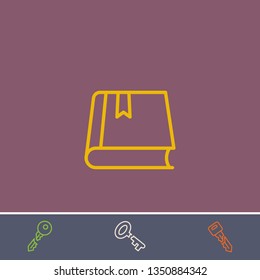 Outline book icon.Best book vector, illustrated icon for modern web and mobile design.Bonus broken key symbol
