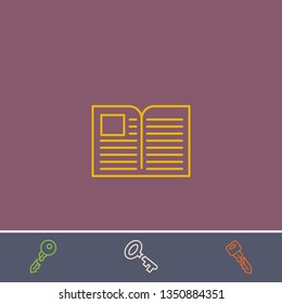 Outline book icon.Best book vector, illustrated icon for modern web and mobile design.Bonus broken key symbol