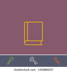 Outline book icon.Best book vector, illustrated icon for modern web and mobile design.Bonus broken key symbol