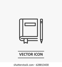 Outline book and pencil    icon illustration vector symbol