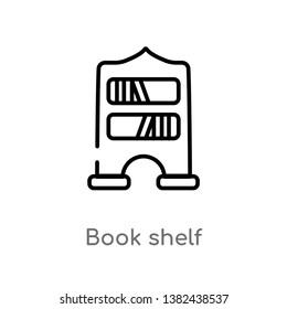 outline book shelf vector icon. isolated black simple line element illustration from education concept. editable vector stroke book shelf icon on white background