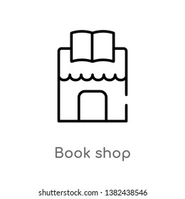 outline book shop vector icon. isolated black simple line element illustration from education concept. editable vector stroke book shop icon on white background