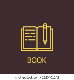 Outline book vector icon. Book illustration for web, mobile apps, design. Book vector symbol.