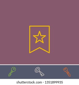 Outline bookmark icon.Best bookmark vector, illustrated icon for modern web and mobile design.Bonus broken key symbol
