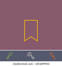 Outline bookmark icon.Best bookmark vector, illustrated icon for modern web and mobile design.Bonus broken key symbol