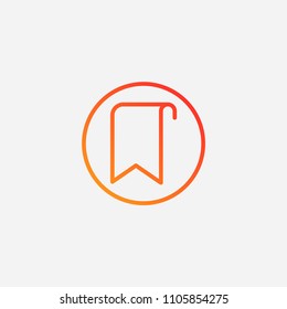 Outline bookmark icon,gradient illustration,vector tag sign symbol