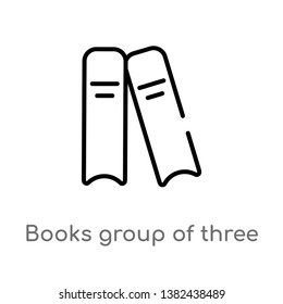 outline books group of three from side view vector icon. isolated black simple line element illustration from education concept. editable vector stroke books group of three from side view icon on