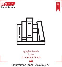 Outline books Icon. books icon vector isolated on white background. Graphic design, material-design, Best sellers 2022 icons, mobile application, UI UX design, EPS 10 format vector