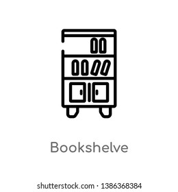 outline bookshelve vector icon. isolated black simple line element illustration from furniture concept. editable vector stroke bookshelve icon on white background