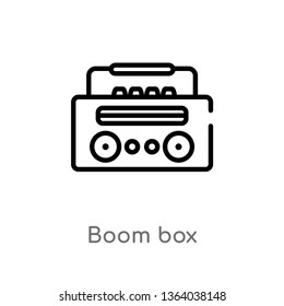 outline boom box vector icon. isolated black simple line element illustration from multimedia concept. editable vector stroke boom box icon on white background