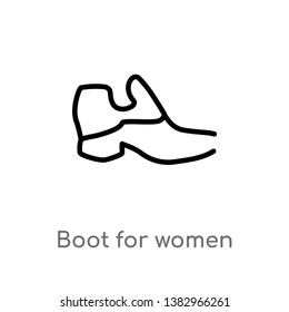 outline boot for women vector icon. isolated black simple line element illustration from fashion concept. editable vector stroke boot for women icon on white background