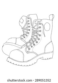 Outline boots. Vector illustration.
