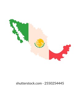 Outline of border of country of Mexico in form of national flag. Element of Hispanic holiday Cinco De Mayo. Mexican holiday icon. Simple cartoon vector element isolated on white background