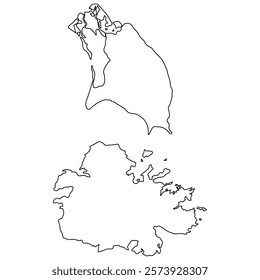 Outline border island Antigua and Barbuda Lesser Antilles Caribbean Sea