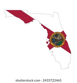 Esquema de las fronteras del estado de Florida con una bandera