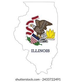 Outline of the borders of the U.S. state of Illinois with a flag