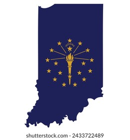 Outline of the borders of the U.S. state of Indiana with a flag