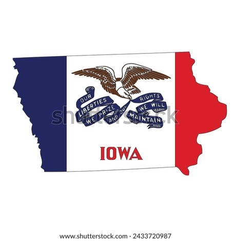 Outline of the borders of the U.S. state of Iowa with a flag