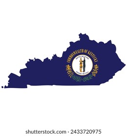Outline of the borders of the U.S. state of Kentucky with a flag